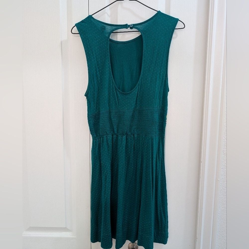 Free People Turquoise Polkadot Floral Embroidered Sleeveless Dress - Picture 4 of 9